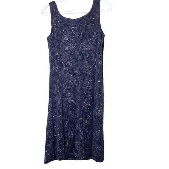 Alex Evenings Sparkling Glitter Gown Sleeevless Midi Sheath Dress Silver Grey - Picture 4 of 9